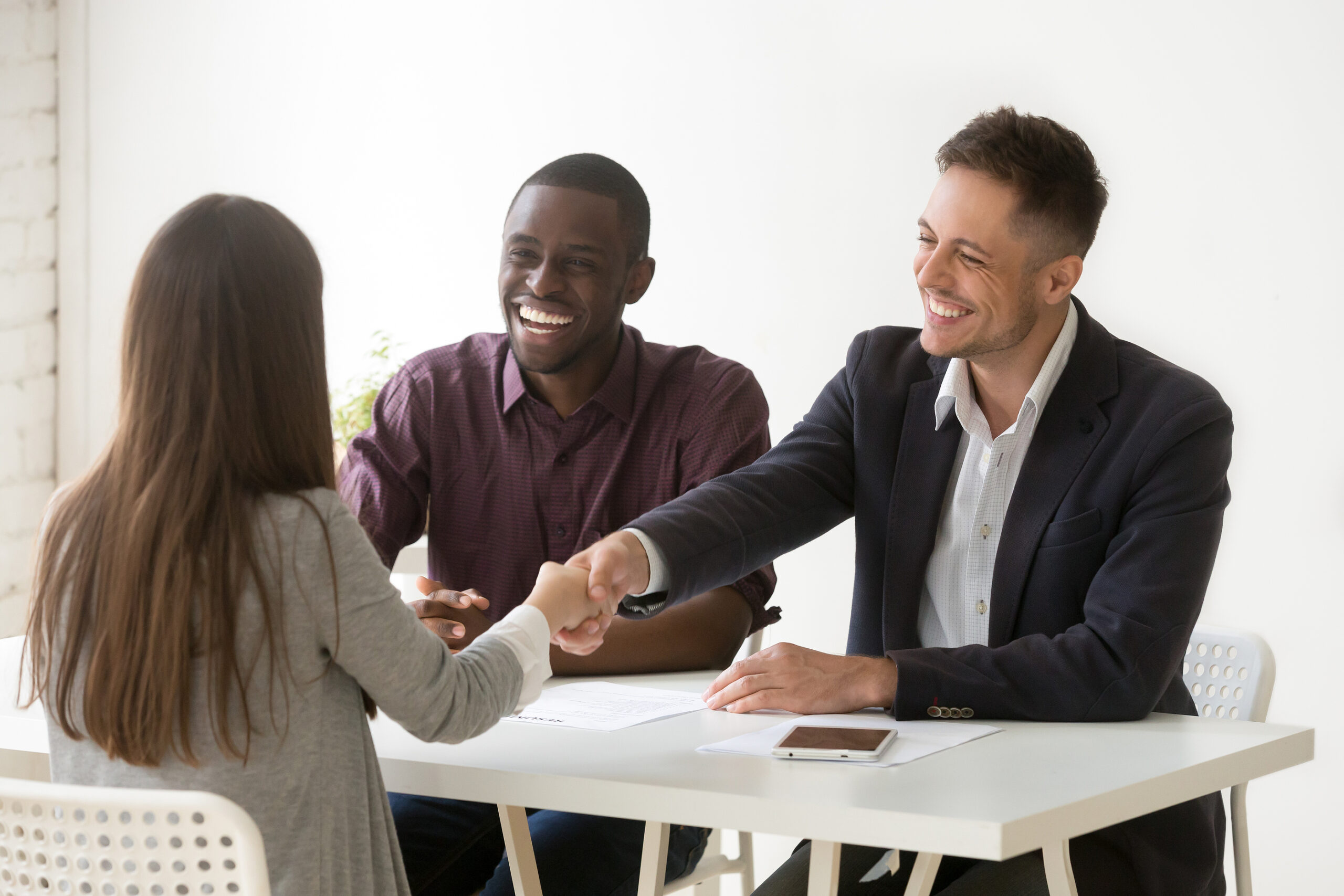 Team Of Positive Multiracial Business People Listening 