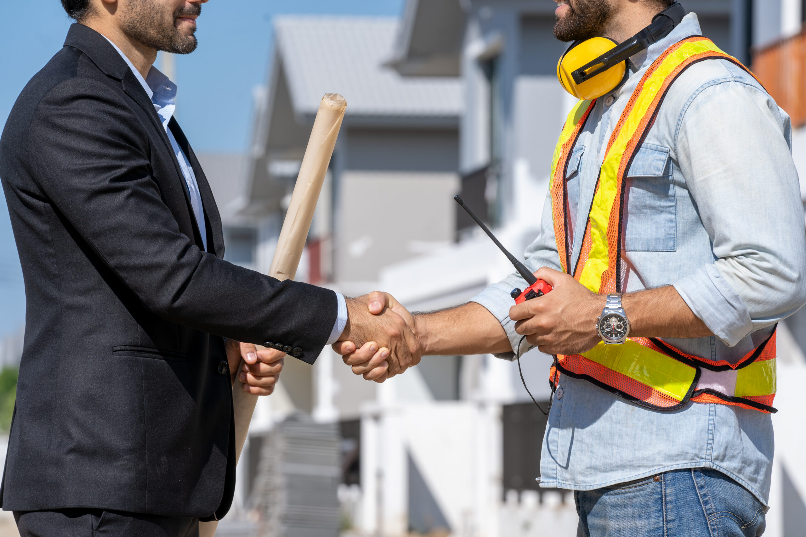 Close up engineer man handshake with businessman after finishing Why Construction Companies Struggle to Hire Business Development